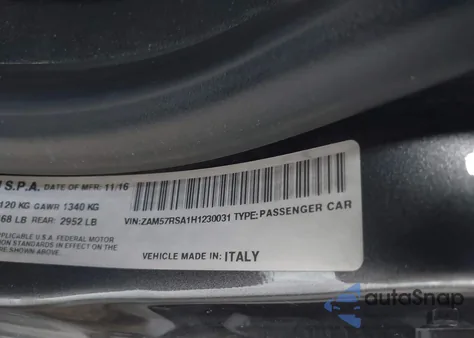 2017 Maserati Ghibli S from USA, damaged, VIN ZAM57RSA1H1230031